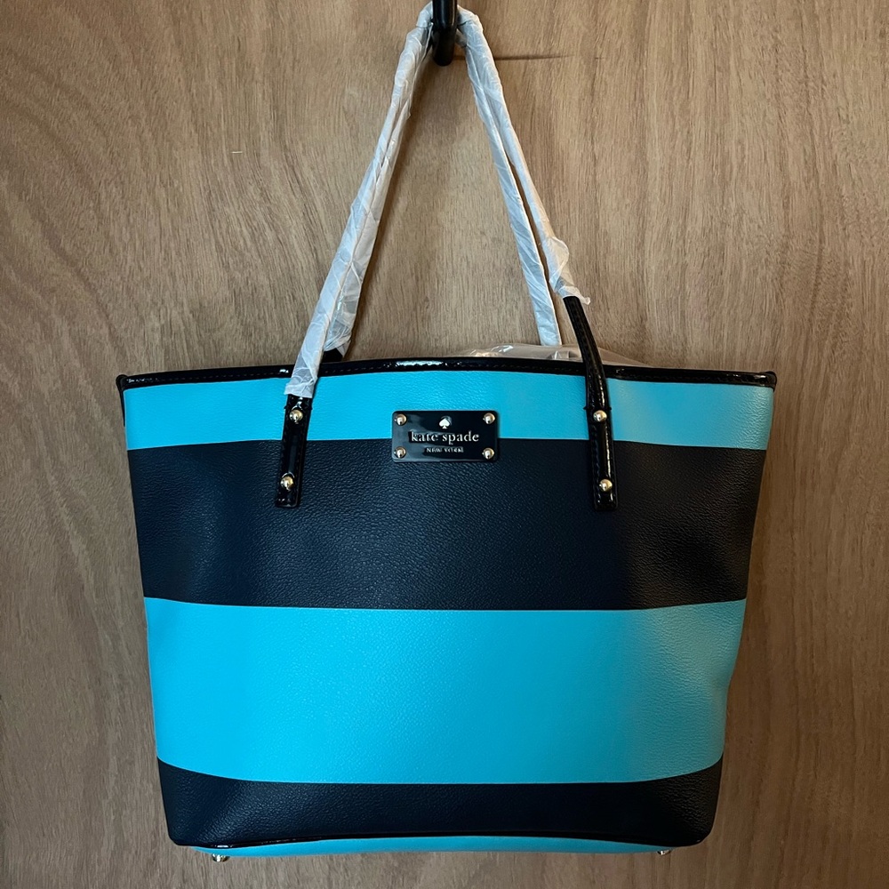 SOLD - NWT Kate Spade Blue and Navy Harmony Boutique Striped Tote